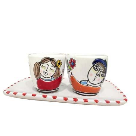 Coffee cups with tray set Lovers De Simone Pottery Coffee cups with tray set Lovers De Simone Pottery